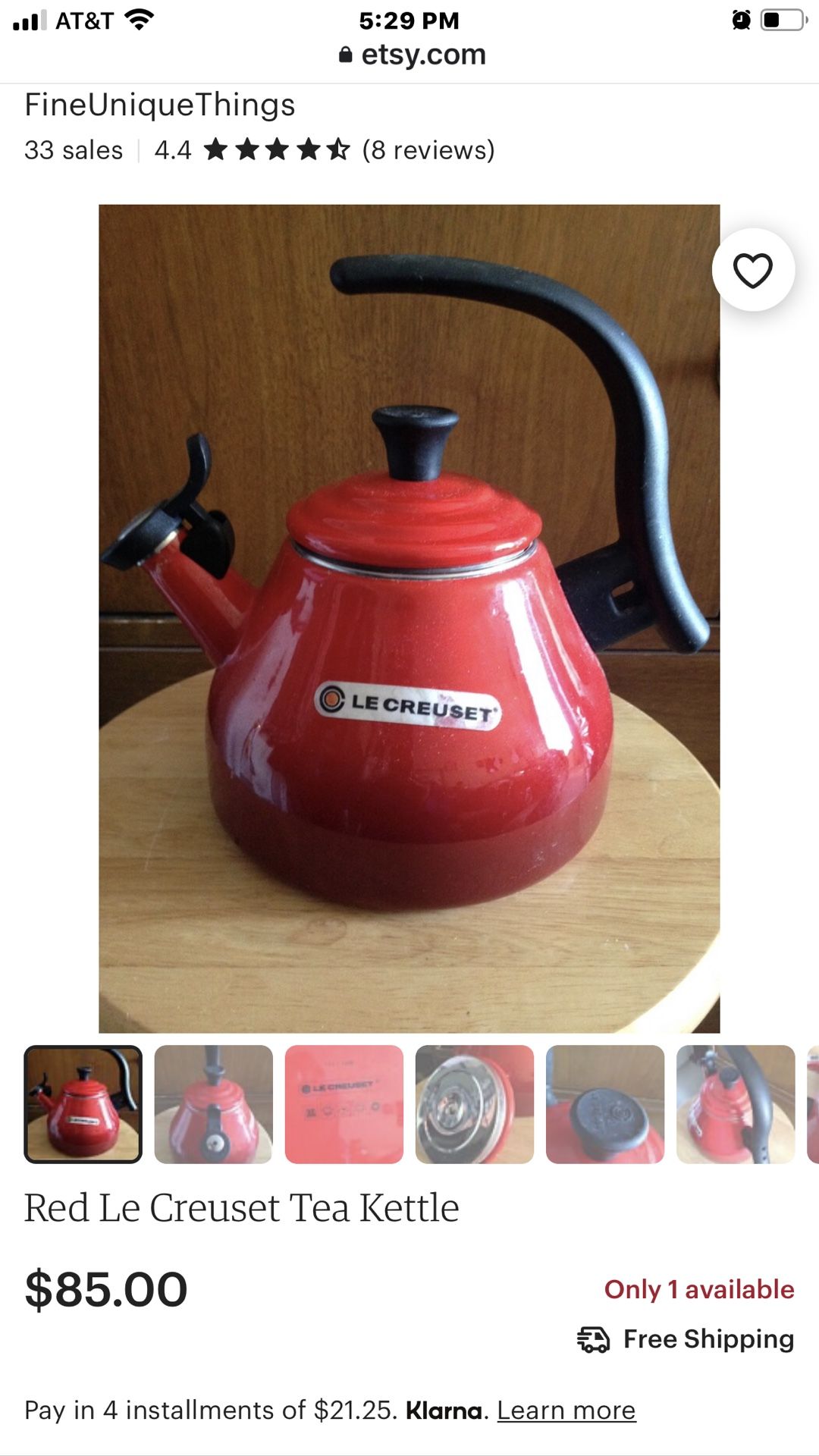 Le Creuset flame red tea kettle VINTAGE