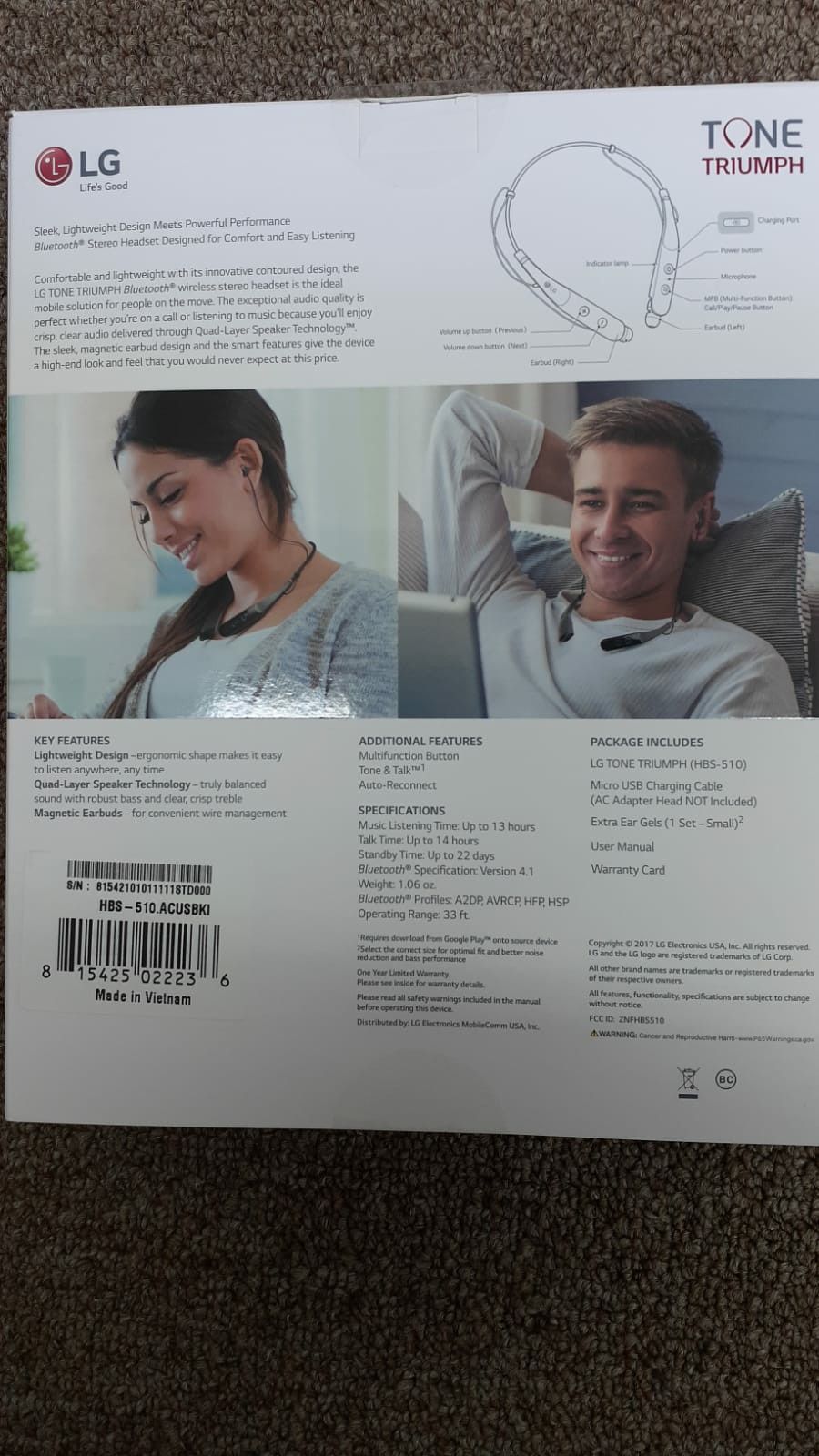 LG Tone Triumph Bluetooth Headset