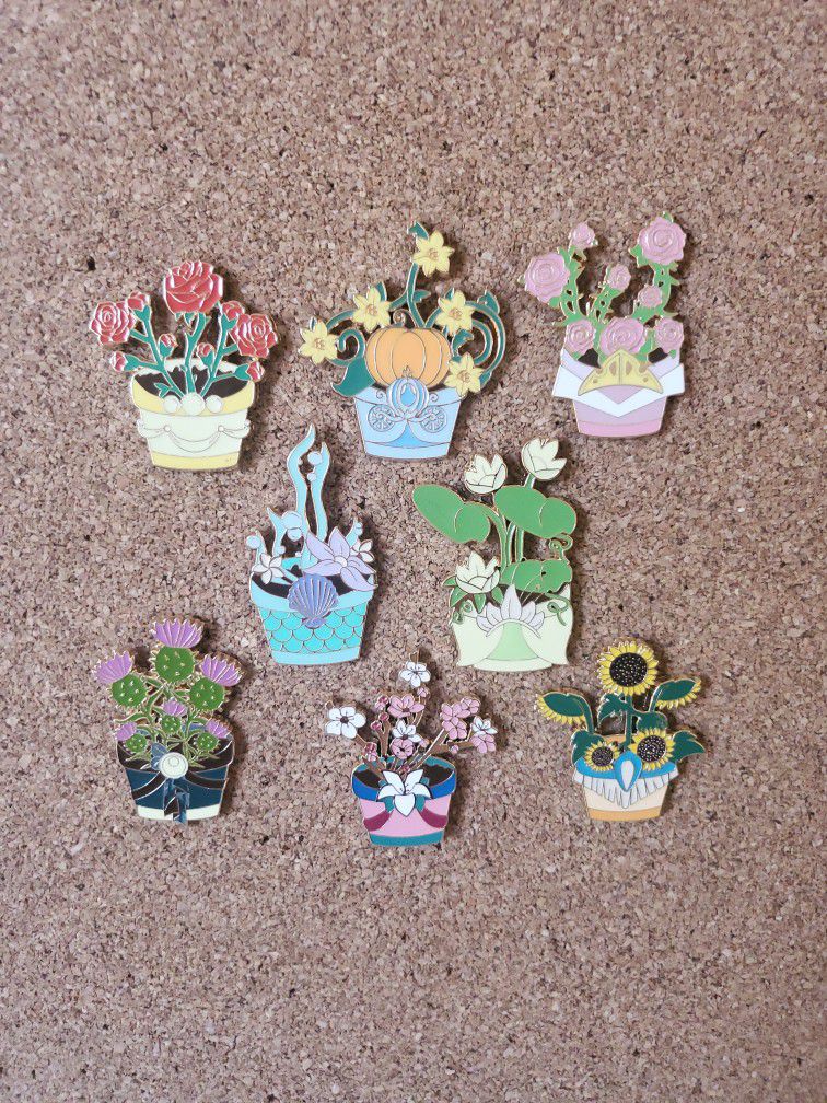 Disney Loungefly Princess Potted Plant Pin Set