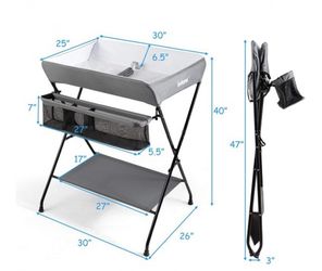 Portable Infant Changing Station Baby Diaper Table With Safety Belt-Gray Thumbnail