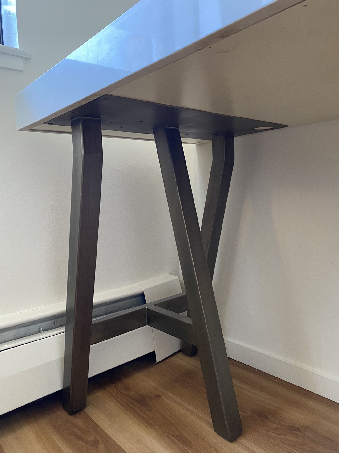 Unique Mid-Century Desk - Quartz Countertop, Solid Wood
