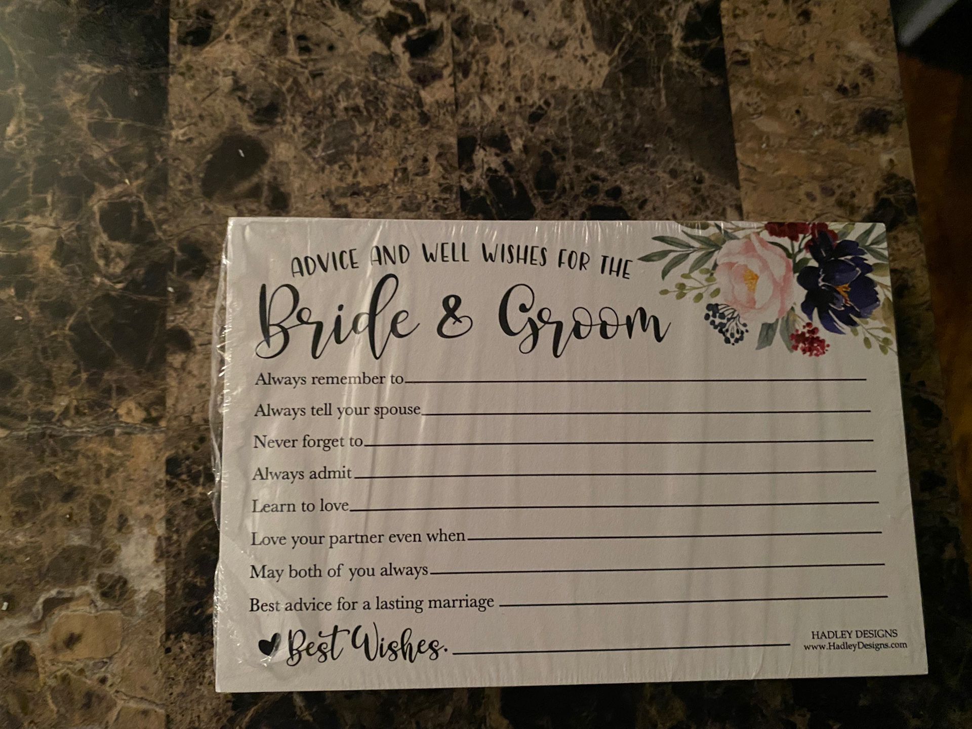 Bride And Groom Advice Cards - Wedding Well Wishes