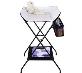 Baby Storage Folding Diaper Changing Table-Black Thumbnail