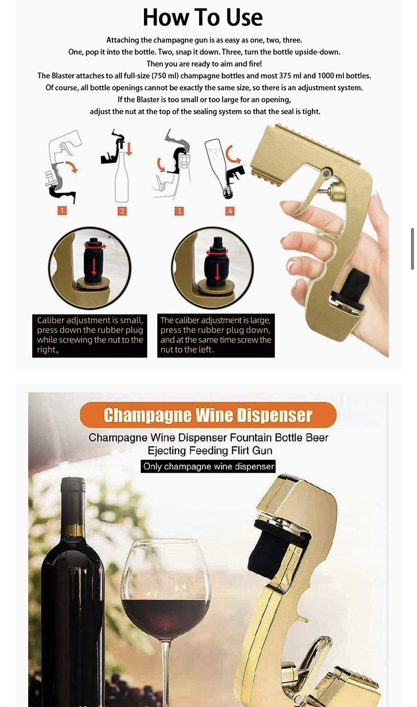 Champagne spray gun wine dispenser bottled beer water gun shooter adjustable caliber wine stopper champagne stopper party/club/bar/festival/birthday/w