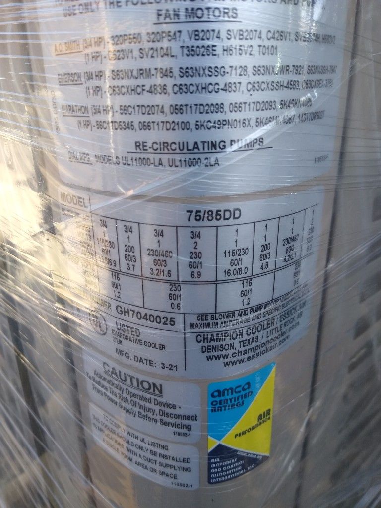 Swamp Cooler 7500/8500 CFM