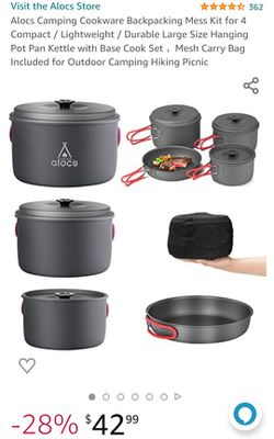 New Alocs Camping Cookware Backpacking Mess Kit for 4 Compact Thumbnail