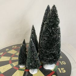 Department 56 Frosted Topiary Trees Set of 10 (3-11.5”) Christmas Village VGC Thumbnail