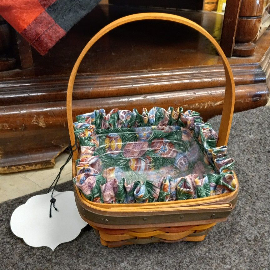 1998 Longaberger Small Easter Basket With Liner And Protector