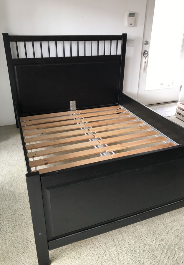 Dark Wood Queen Bed Frame Ikea Hemnes, Wood Bed Frame Ikea