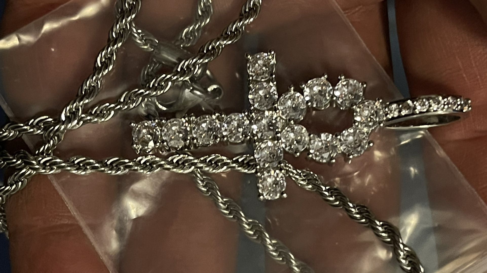 Sterling Silver Rodium-Plating W CV Ankh With SS Rope Chain