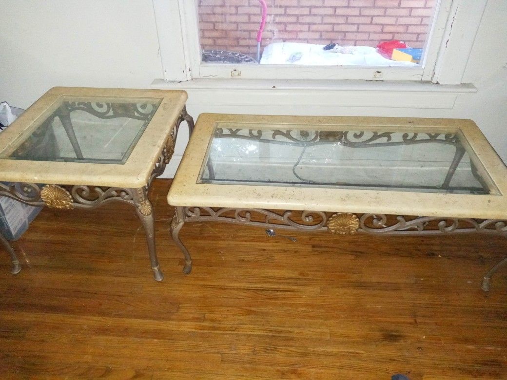 Marble Glass Top Tables