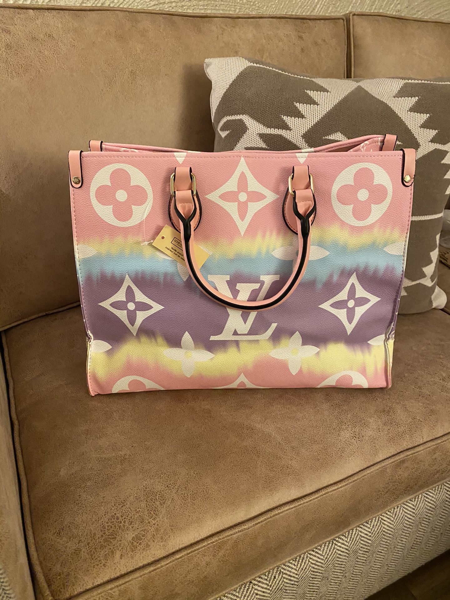 Pastel leather monogram bag tote
