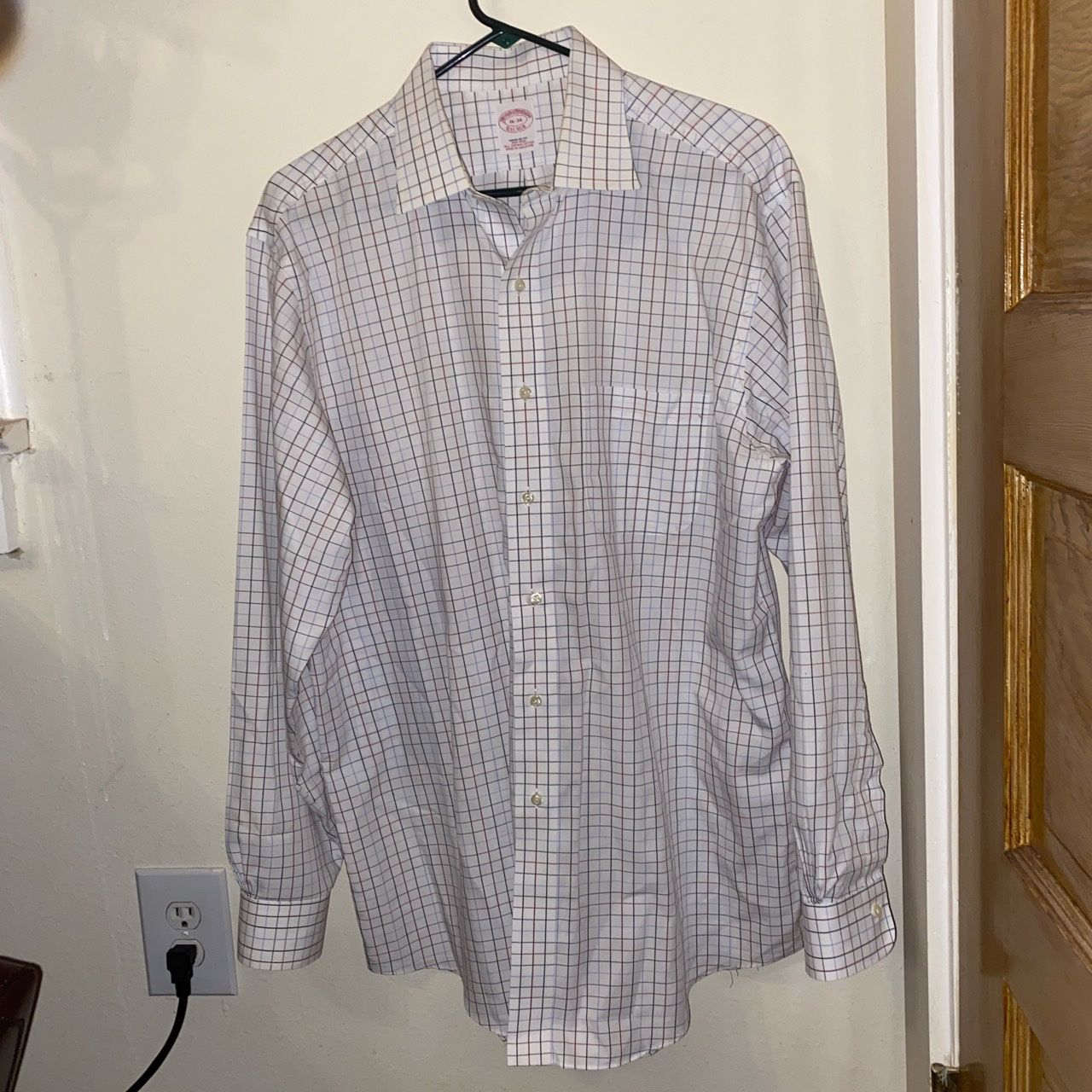 Brooks Brothers White Plaid Dress Shirt