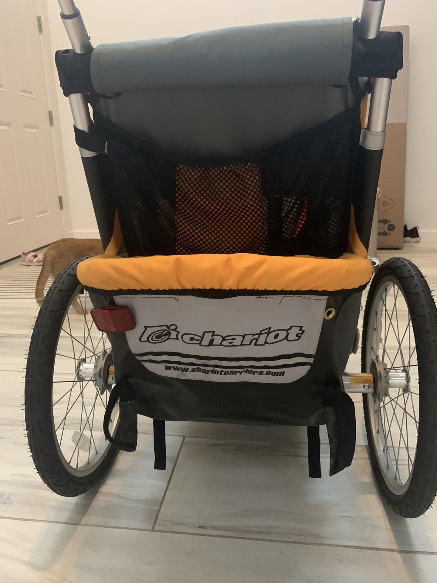  Chariot Bike Trailer For Sale In Excellent Conditions.  Single Rider And Holds Up To 75 Lbs. Only Missing The Hitch But Comes With 