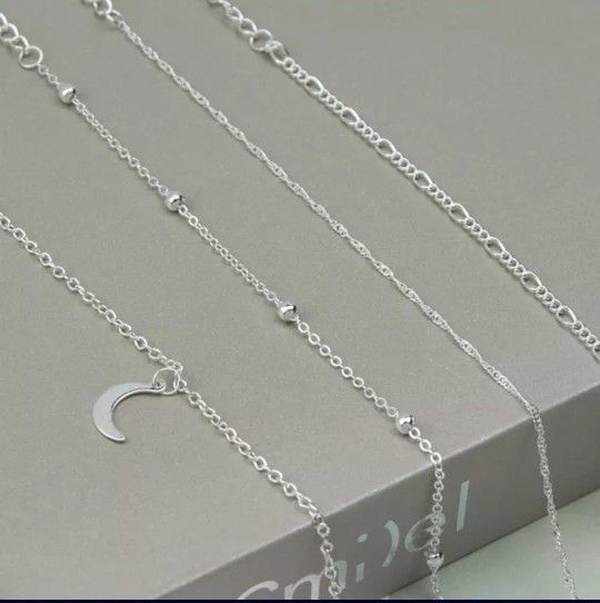 Beautiful 4pcs Silver Moon Pendant Anklet