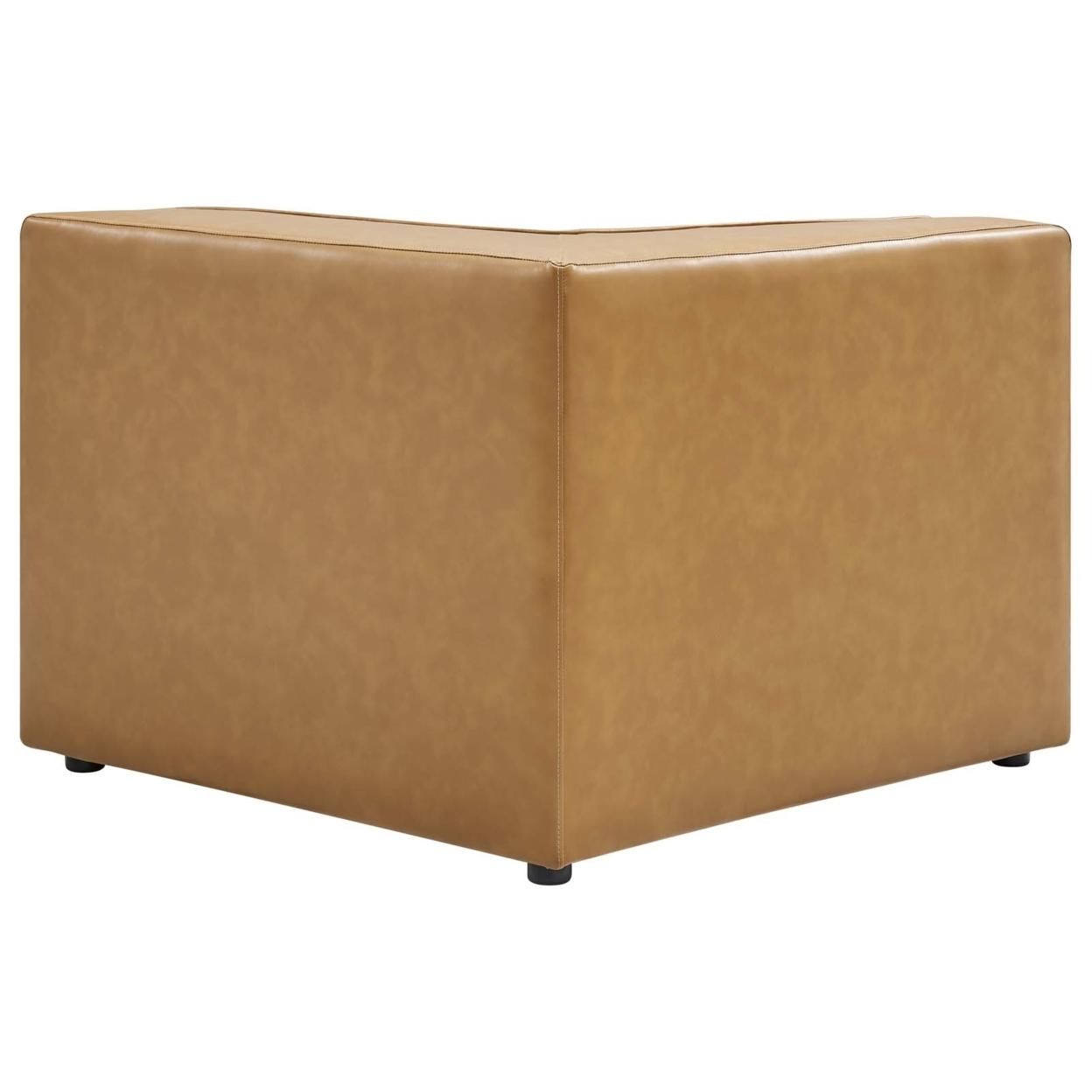 Mingle Vegan Leather Corner Chair, Tan