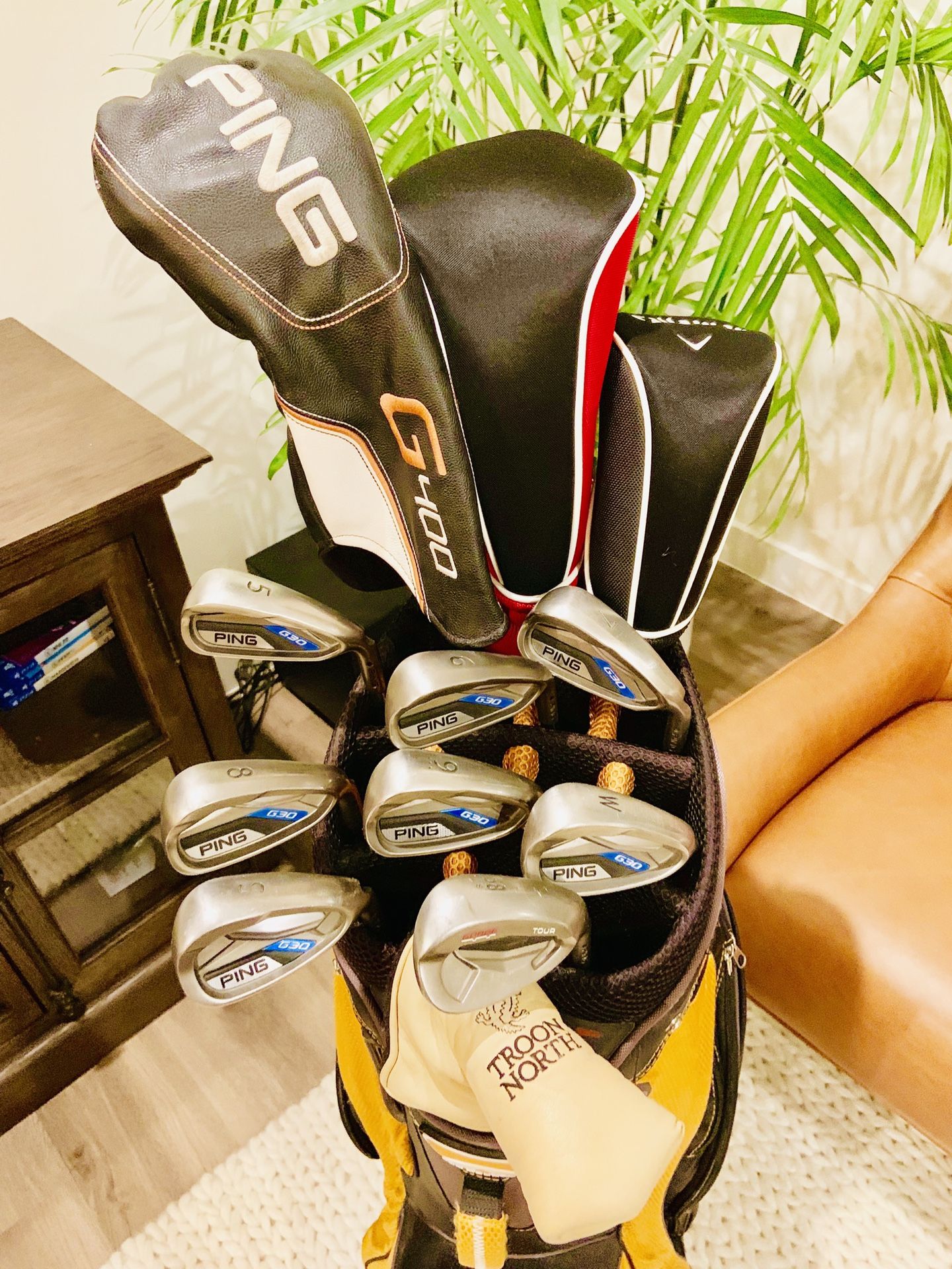 13PC MENS PING GOLF CLUBS SET, G DRIVER G30 IRONS WOODS PUTT BAG LOOK