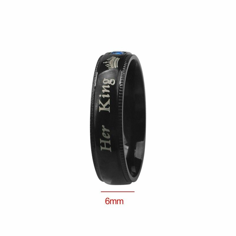 His Queen and Her King Stainless Steel Lover Couple Ring Engagement Promise Band