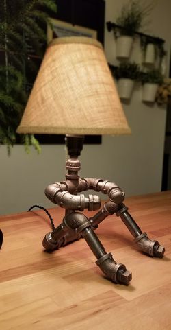 Industrial steel "person sitting" desk table lamp Thumbnail