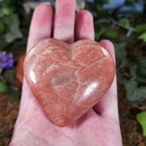 Peach Moonstone Crystal Heart #4