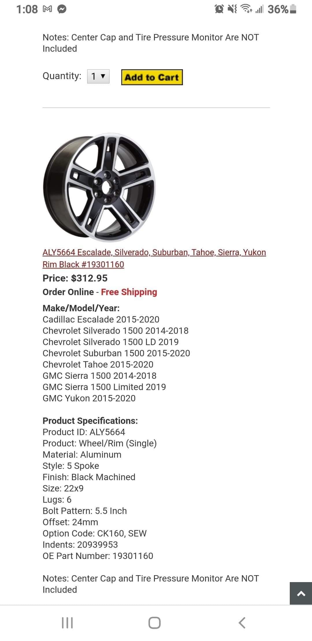 2015 Tahoe Factory 22" rims 6 lug