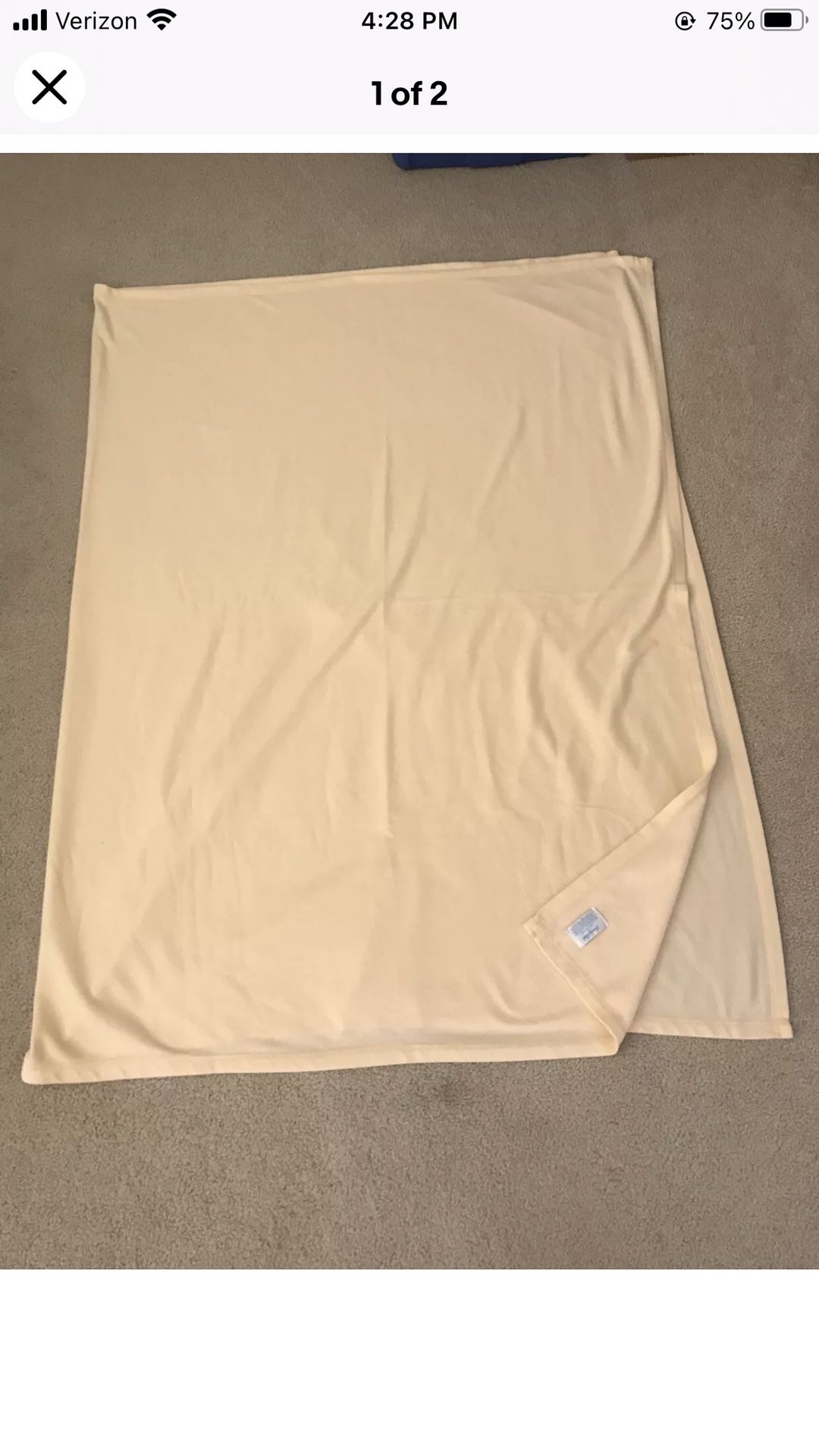 Vintage Coming Home yellow/cream flannel blanket - 91" x 62"