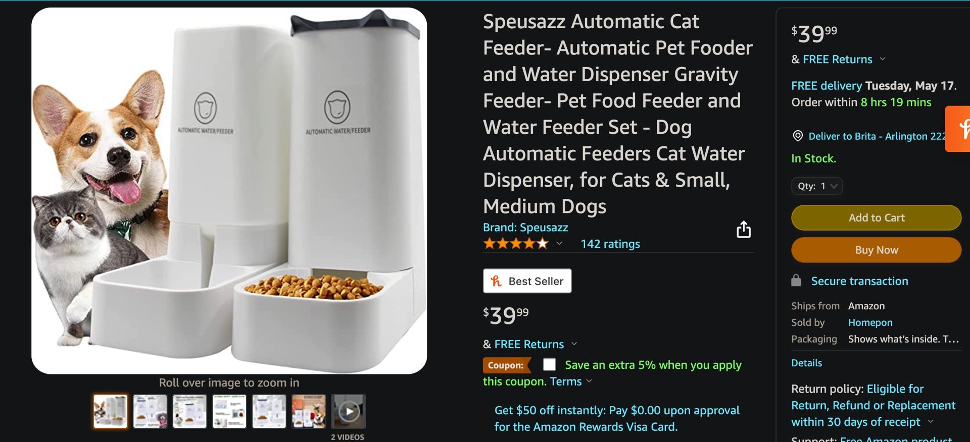 Automatic Pet Feeder And Water Dispenser