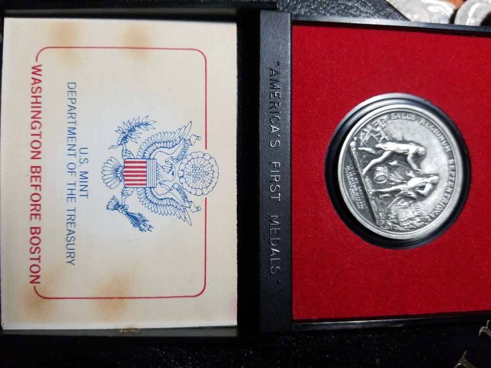 VINTAGE GENERAL HORATIO GATES PEWTER COIN AMERICAN FIRST MEDALS ORIGINAL / CASE