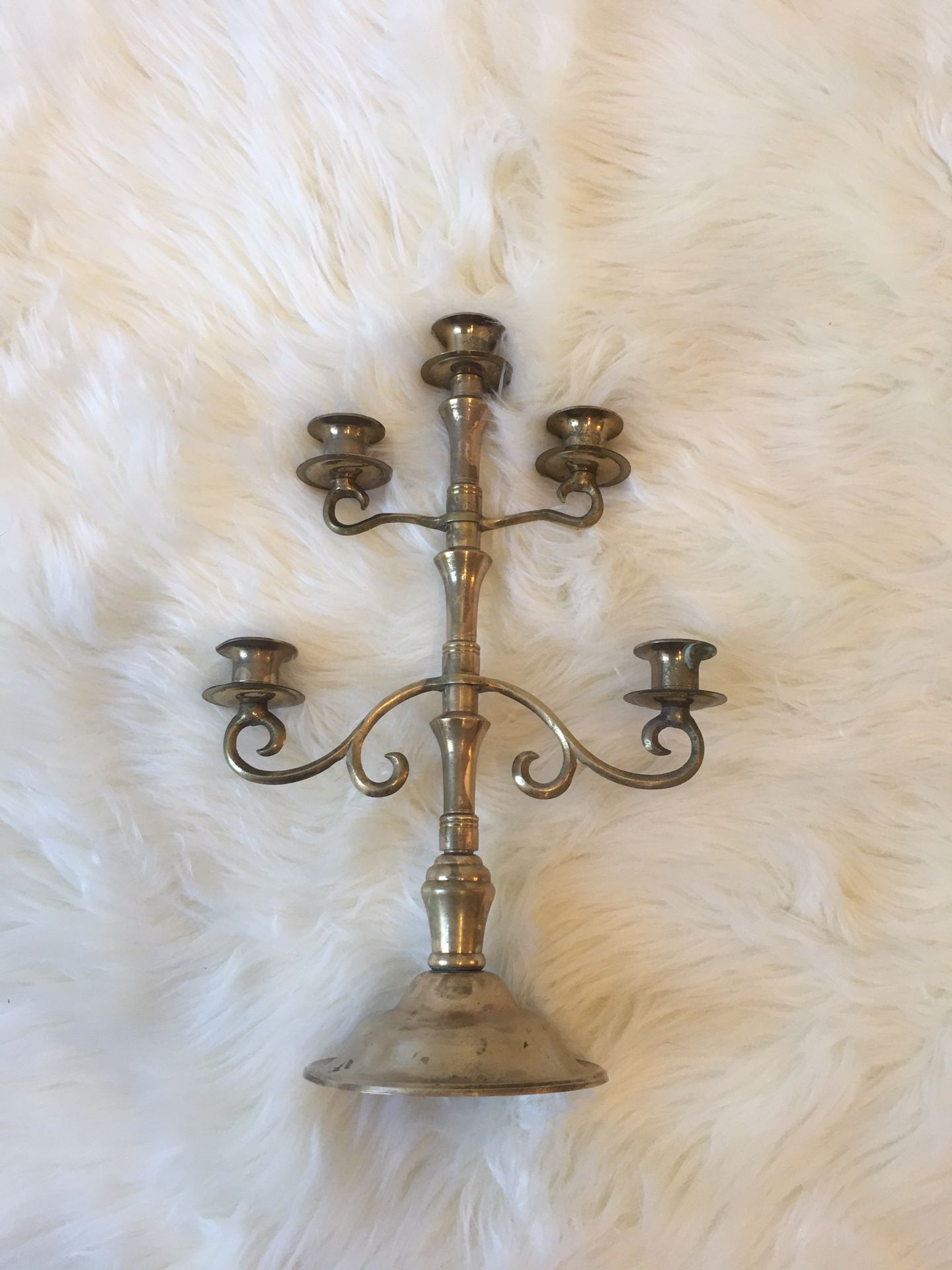 Vintage Christmas decor brass candelabra candle holder