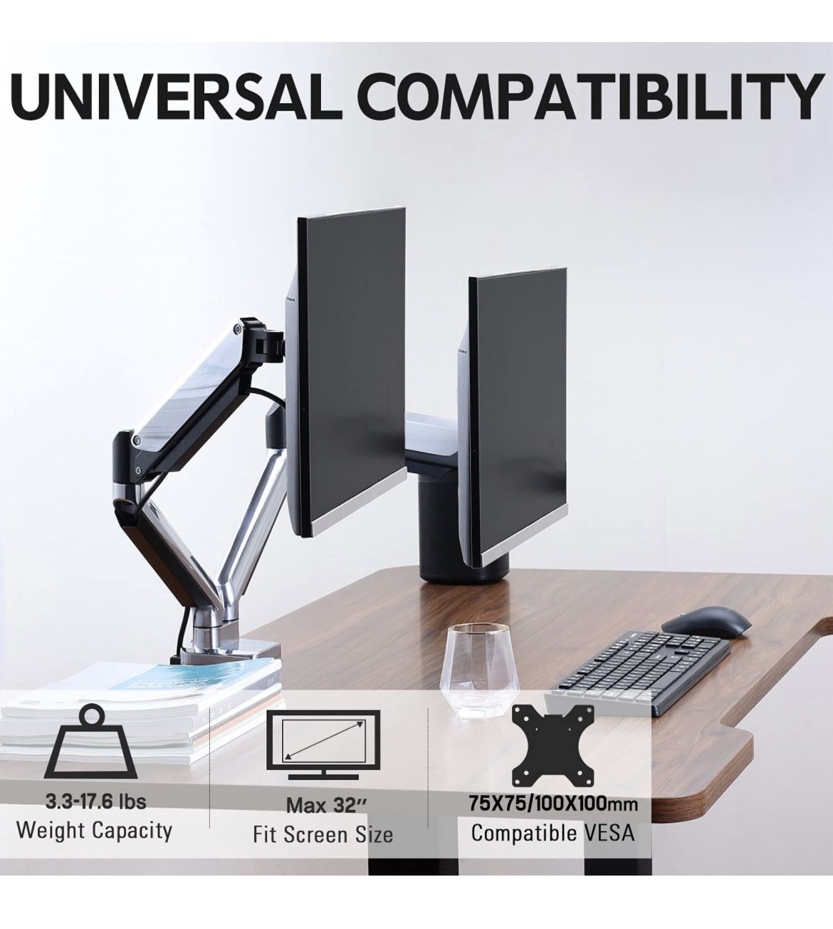 New - Dual Monitor Desk Mount - Aluminum