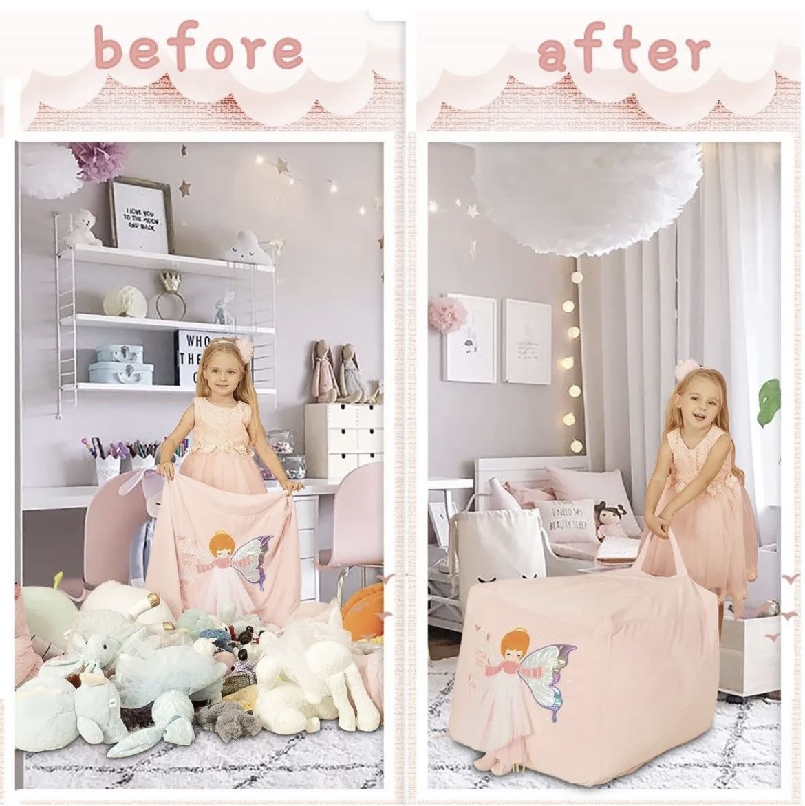 Youngeyee Angel Stuffed Animal Beanbag Storage Chair
