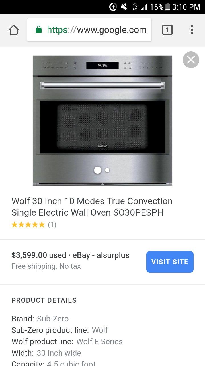 New wolf convection oven