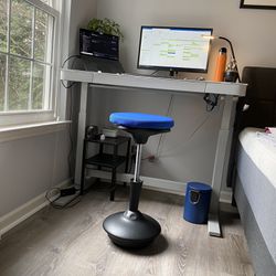 Vari Essential Active Stool - Adjustable Ergonomic Standing Desk Chair - Wobble Office Chair w/ 360-Degree Motion - Memory Foam Cushioned Stool - Full Thumbnail