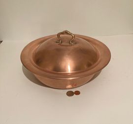 Vintage Metal Copper and Brass Pot & Lid, 11 1/2" x 5", Kitchen Decor, Table Display, Shelf Display, This Can Be Shined Up Even More Thumbnail