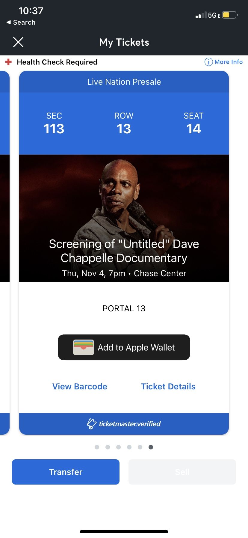 DAVE CHAPPELLE @ CHASE CENTER (11/4 @ 7PM)
