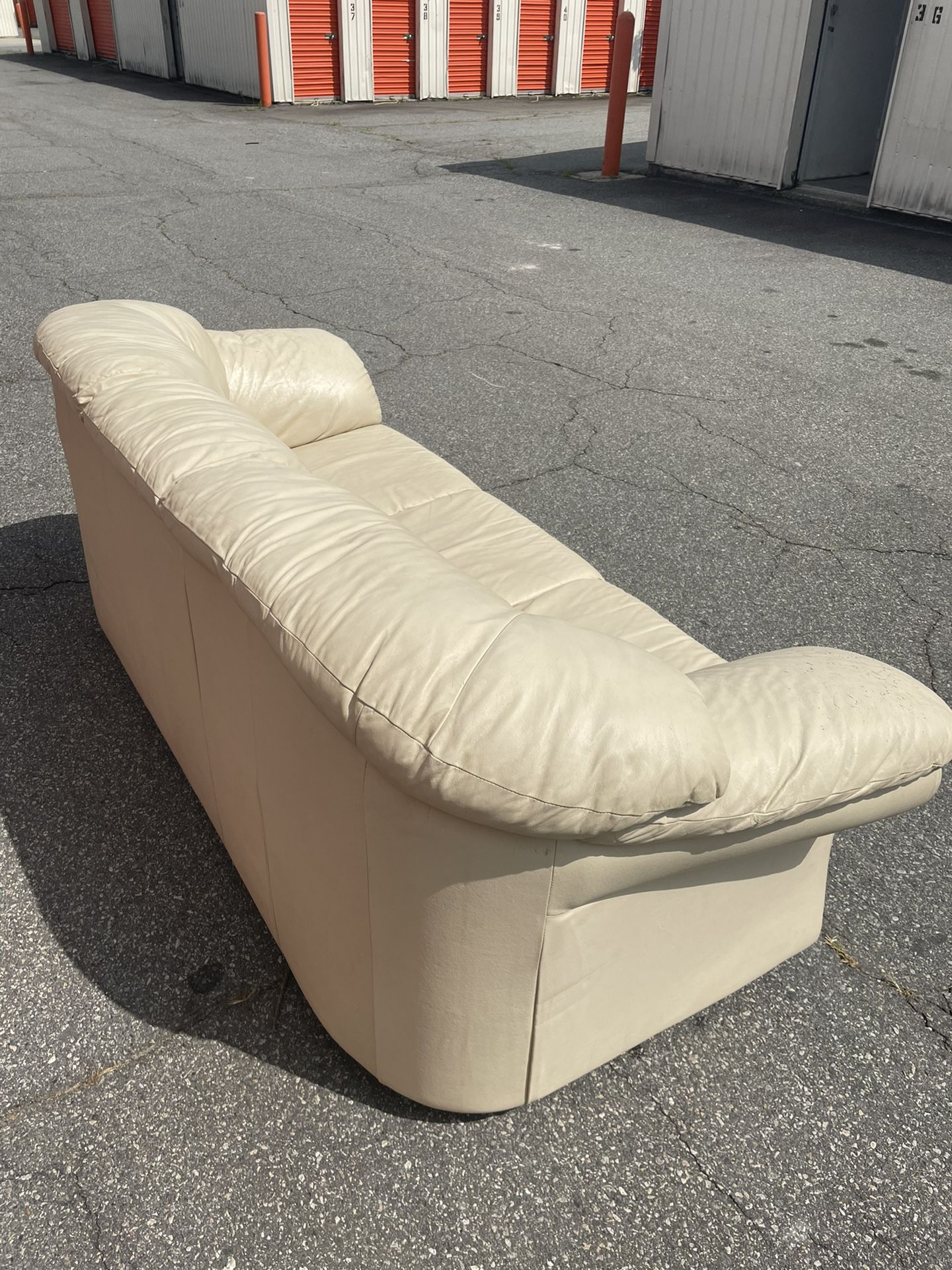 Free Delivery - Leather Cream Couch