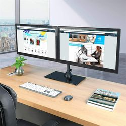 Dual Monitor Stand for 13” to 27” Screens,Free Standing Adjustable Monitor Mount Thumbnail