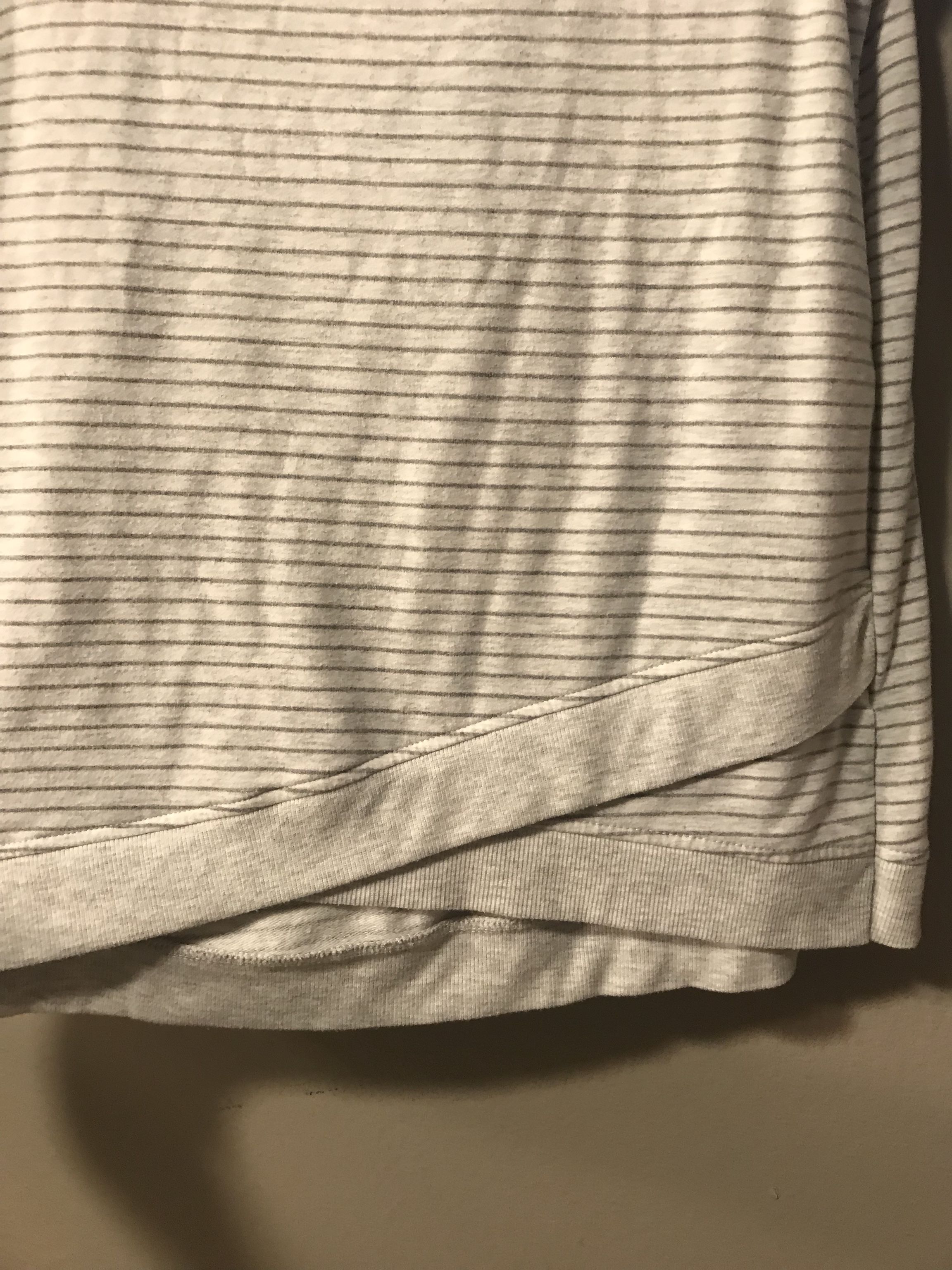 DANSKIN Size Medium Grey and White Striped Sweater