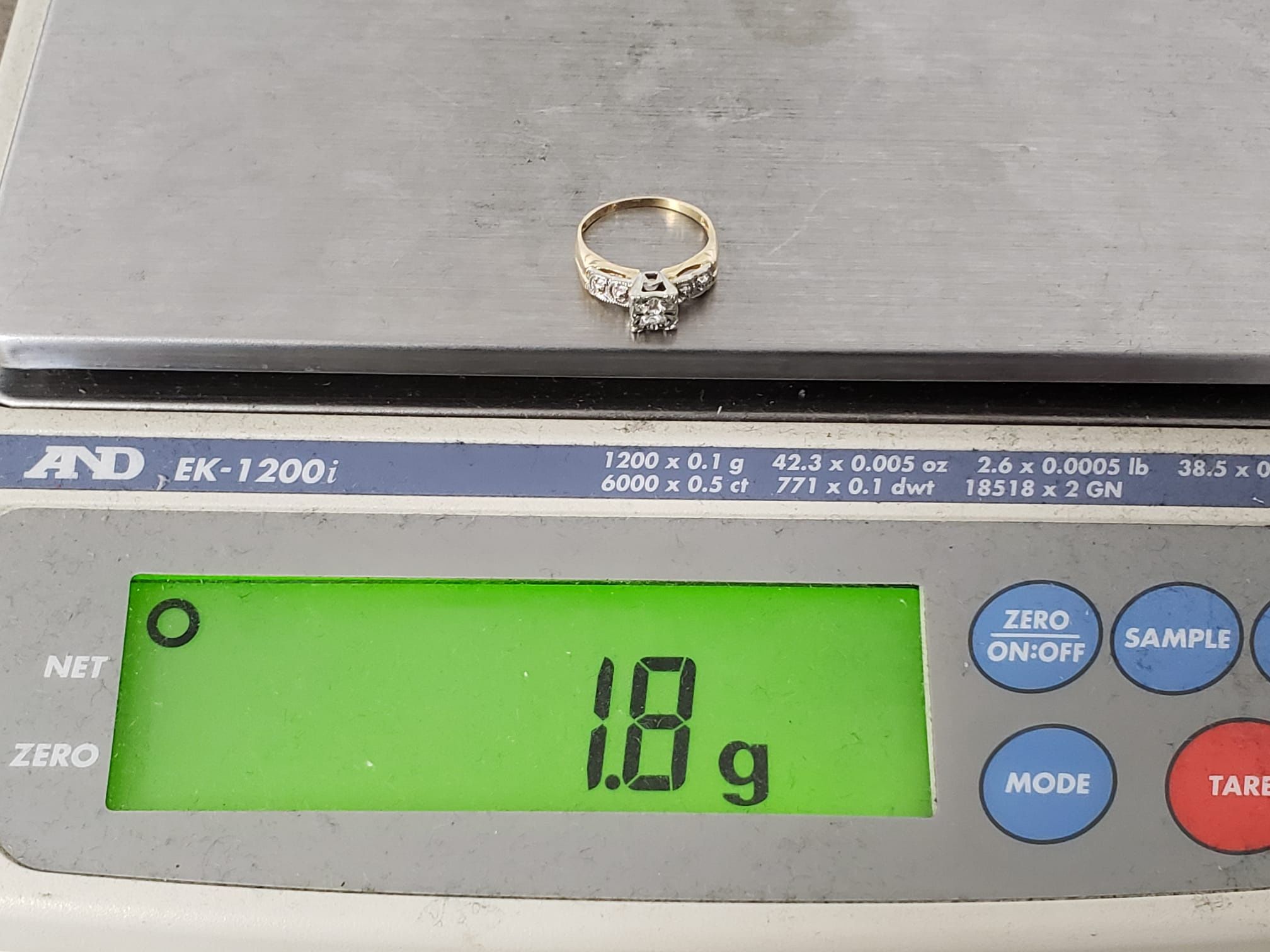 14K Yellow Gold Antique Engagement Ring Approx .10 Ctw Size 4 1.8g