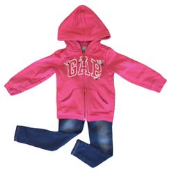 Gap Pink Zip Up Hoodie & Jeans Outfit Size 4 & 5 Thumbnail