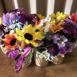 14 Jars With Fake Flowers Thumbnail