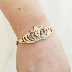 Guadalupe Crown Women's Bracelet. 18K Gold Plated.  New  Thumbnail