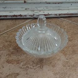 Vintage antique Crystal Glass candy Dish Bowl Vase Trinket  Thumbnail