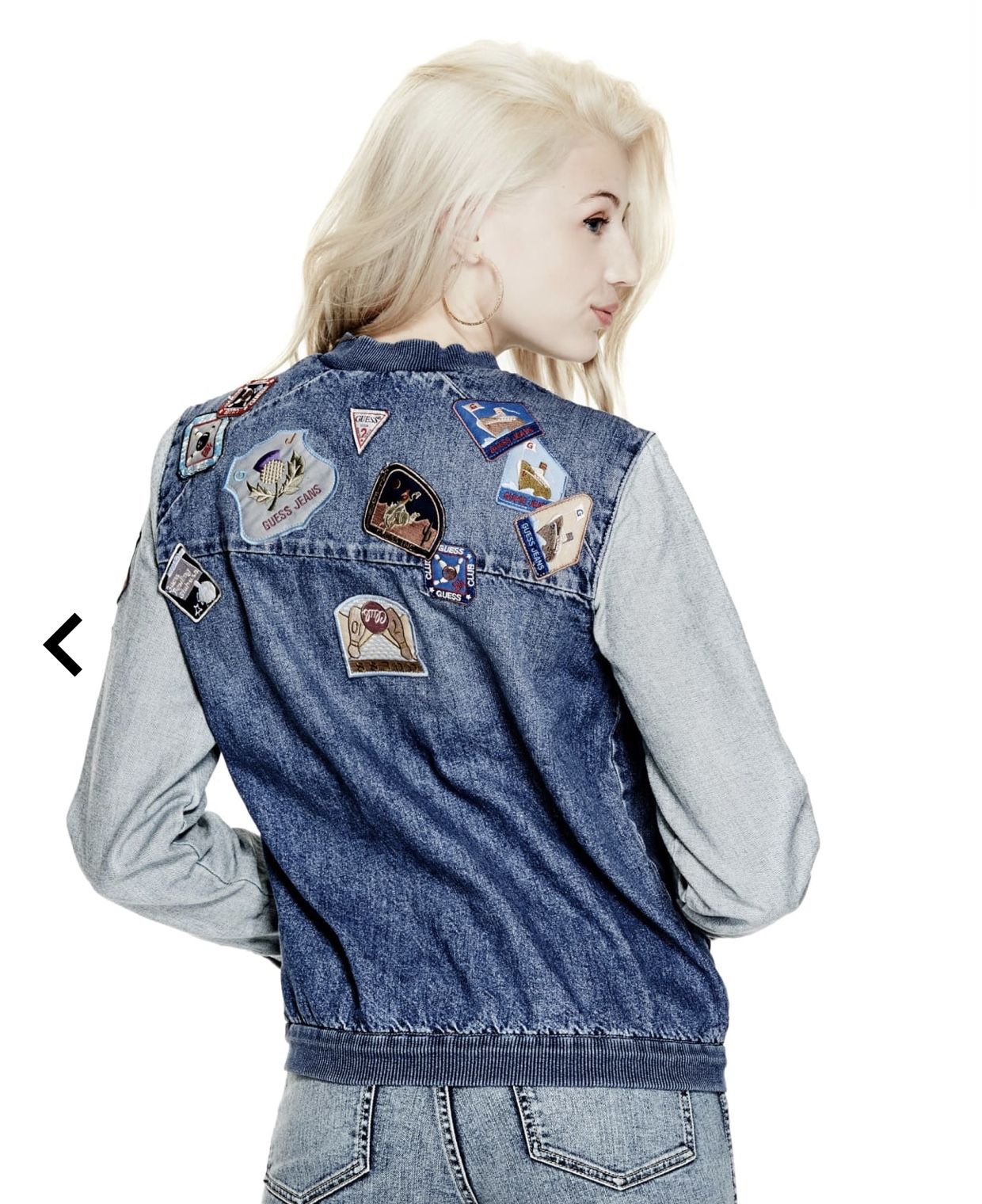 GUESS ORIGINALS PATCH DENIM BOMBER JACKET