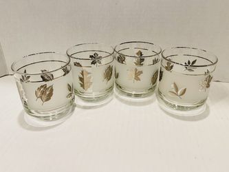 Vintage Libbey Silver Leaf Cocktail Glasses Hostess Set os 8 MCM w/ Box Thumbnail