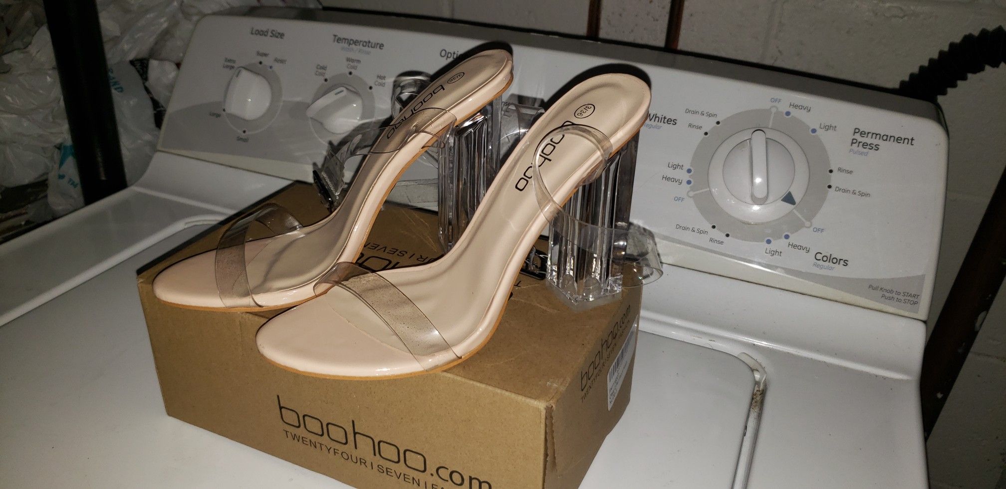 Clear two part block heels