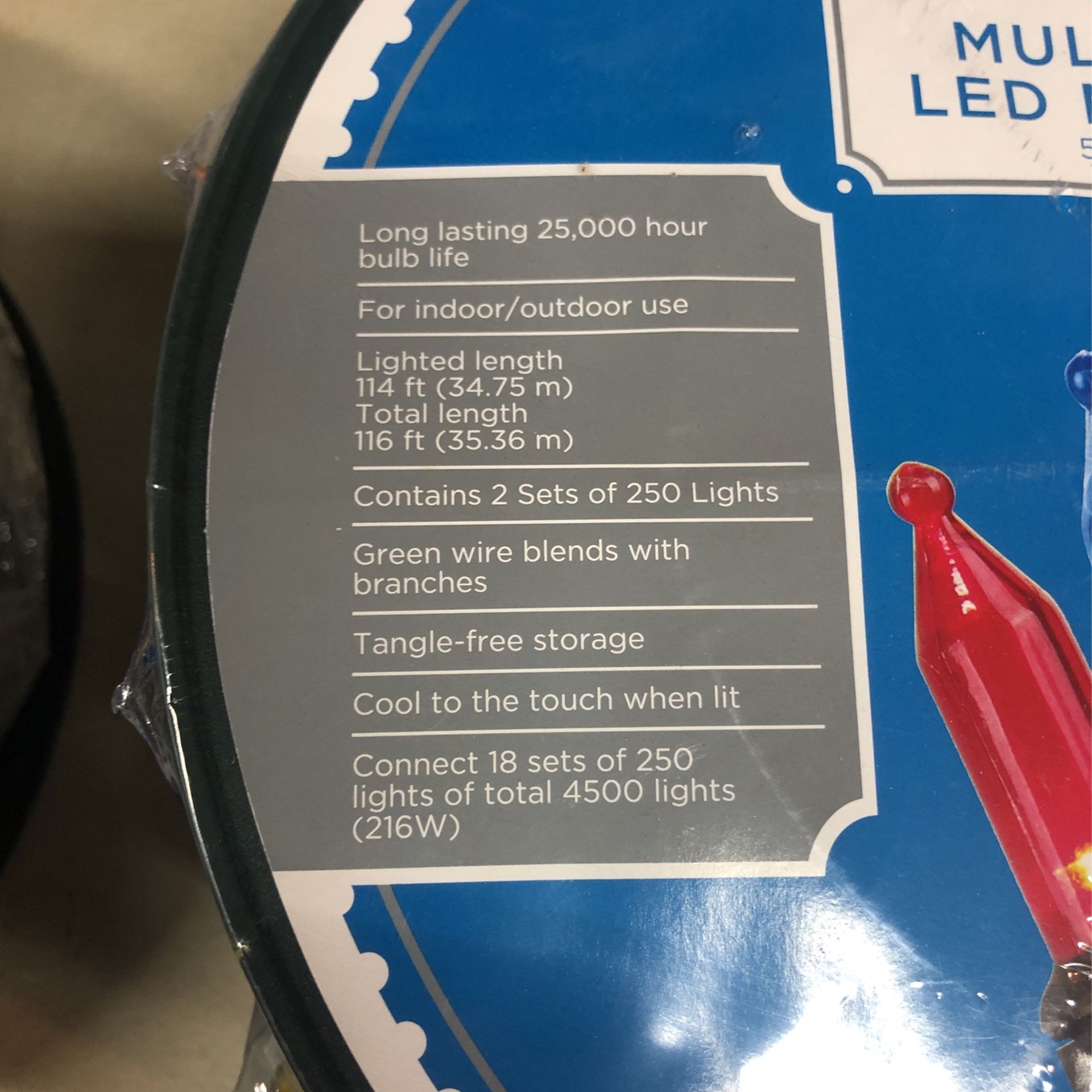CHRISTMAS LIGHTS 500 LED MULTI COLOR 114ft LIGHTED LENGTH NEW