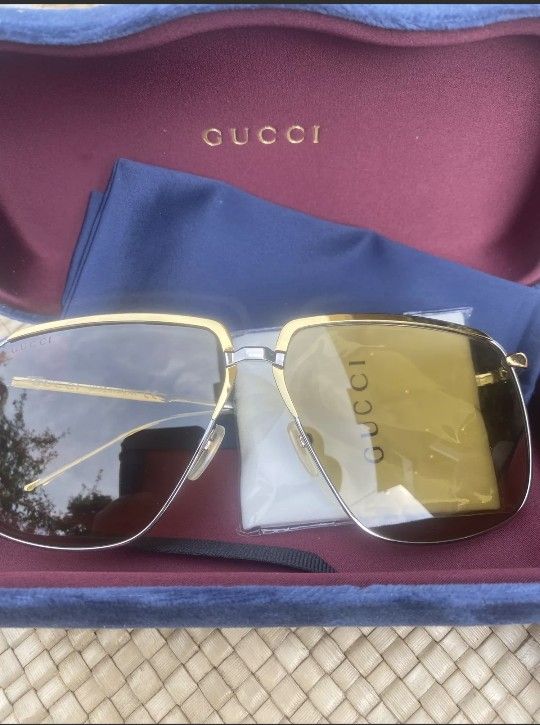 Gucci Women's Fashion GG0365S GG/0365/S 003 Gold Square Sunglasses 63mm