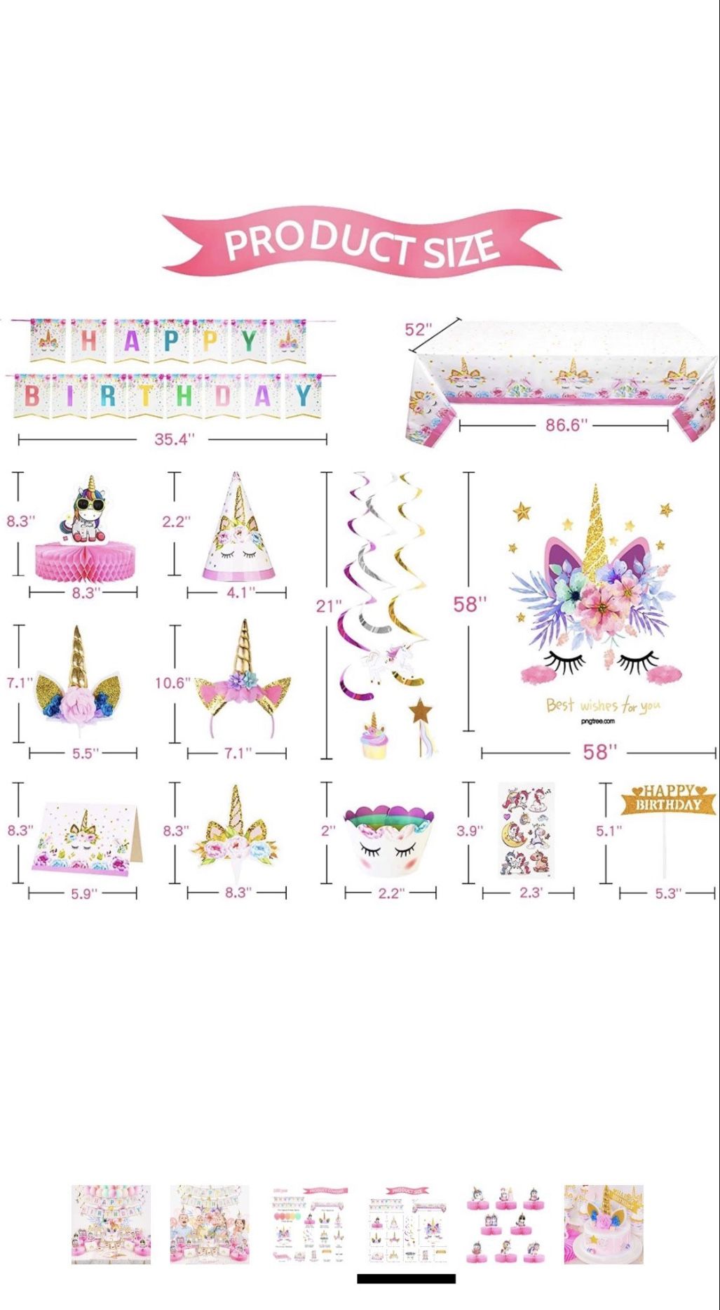 180 Pcs Unicorn Birthday Decorations