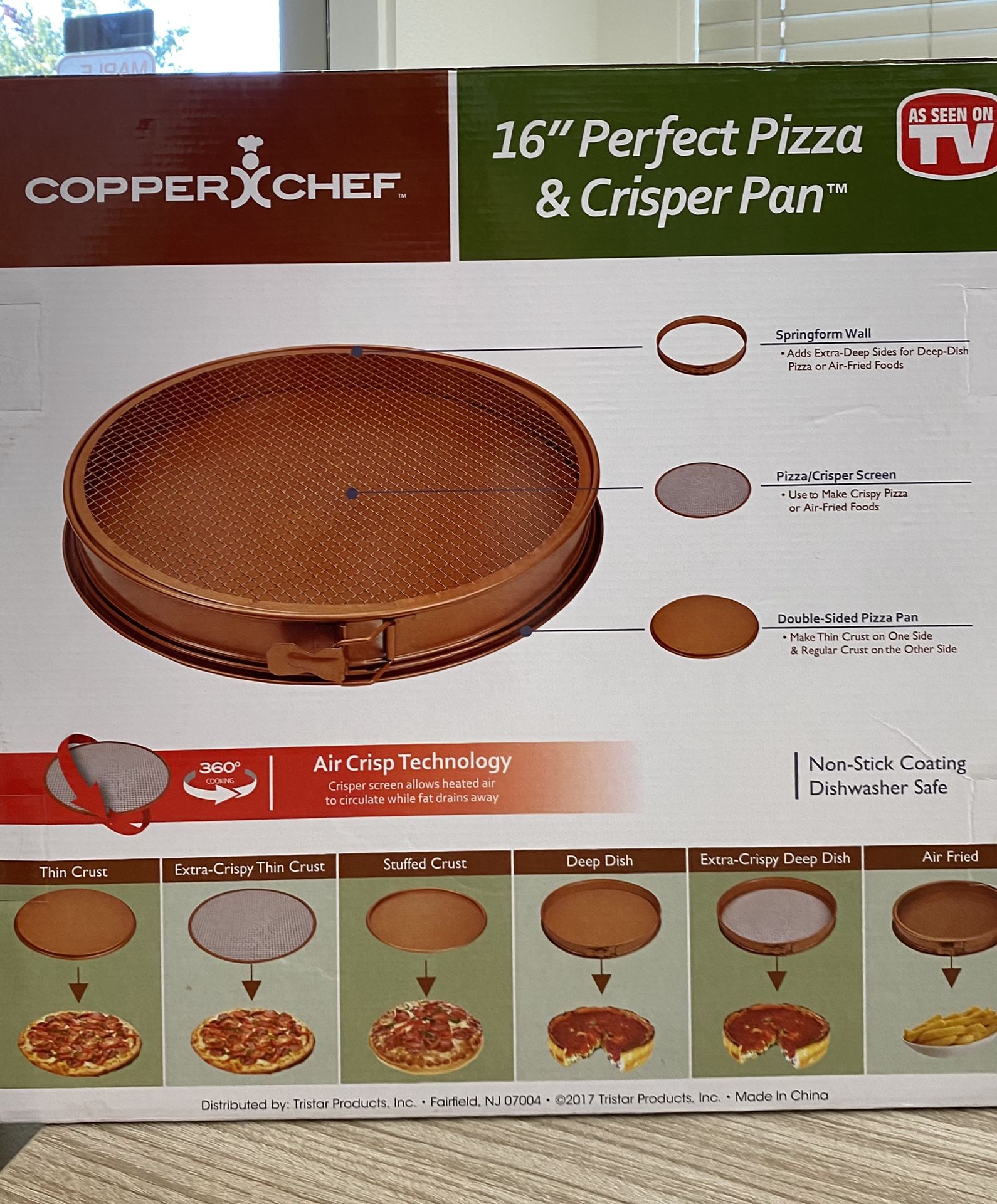 Copper Chef cookware pizza pan, bacon pan, and electric skillet